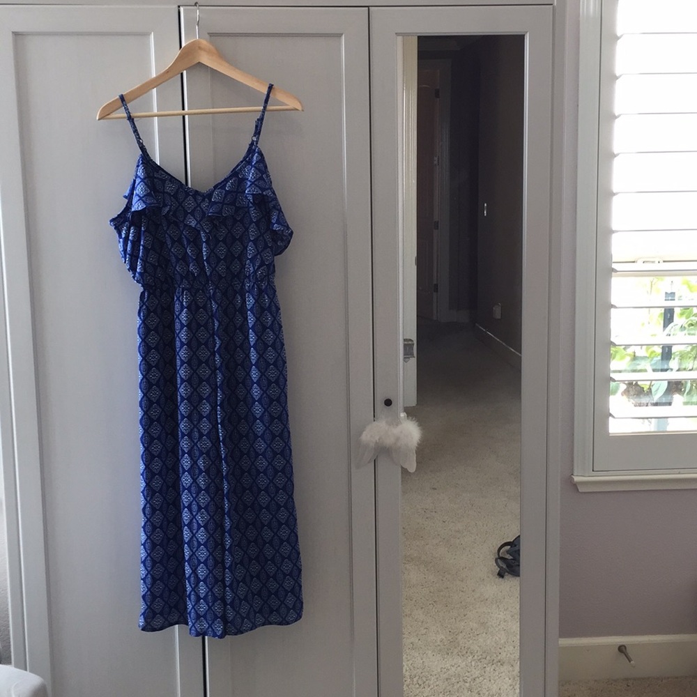 blue and white jumpsuit
